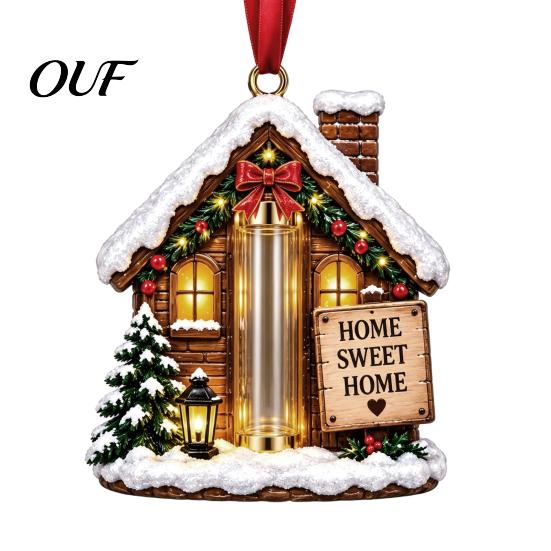 Creative Stocking Stuffer Holder Christmas Money Ornament for Tree, Acrylic Cash Gift Decoration with Red Notes Ribbon, Surprise Holiday Hanging