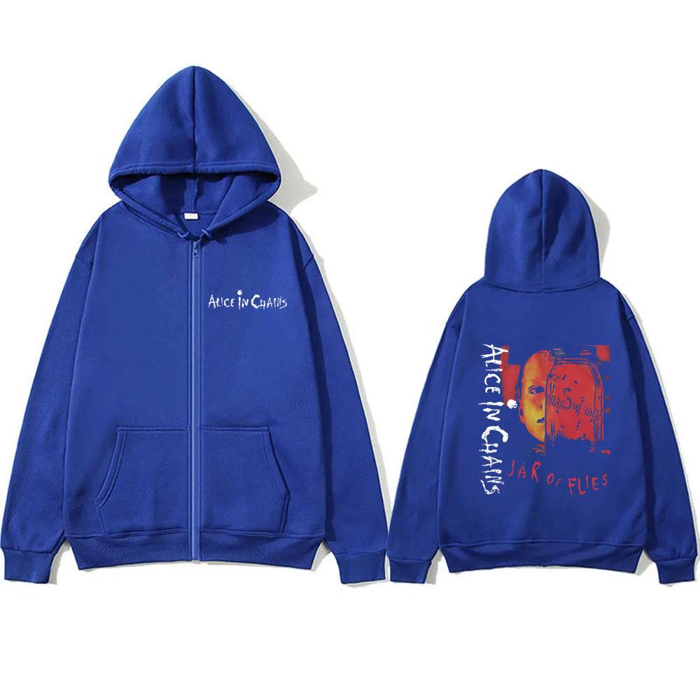 Rock Band Alice in Cha Jar of Flies Album Zipper Hoodie Men Women Vintage Casual Fleece Zip Up Jacket Male Fashion Streetwear