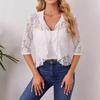 Women Elegant Fashion Ruffle Open Lapel Short Lace Top