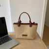 "2025 Summer Beach Straw Woven Handbag with Rope Knot Design"