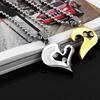 2Pcs Heart Pendant Simple Titanium Steel Love Rhinestone Couple Clavicle Necklace for Valentine Day