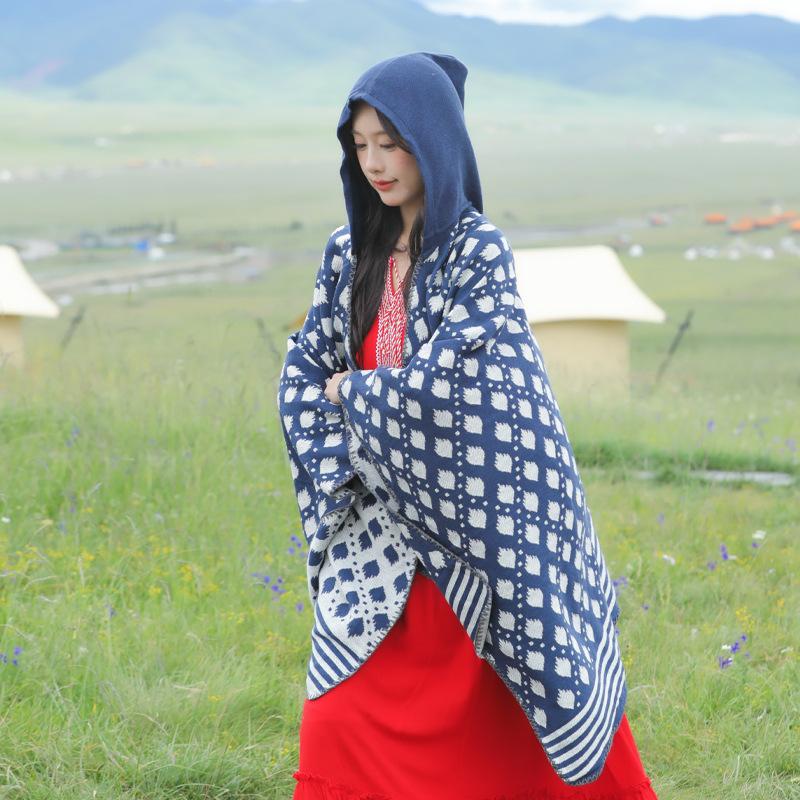 Дышащая, теплая и универсальная домашняя, осенне-зимняя женская шаль для путешествий, толстый плащ, одеяло с кондиционером