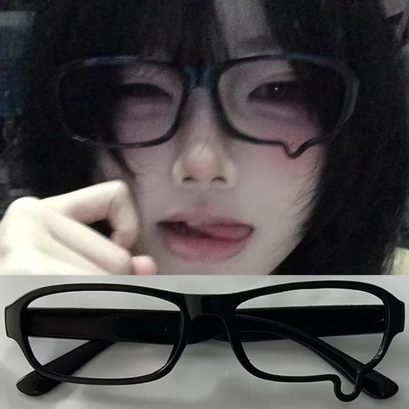 Y2K Teardrop Cosplay Glasses Unisex Without Lenses Eyeglass Jewelry Costume Anime Props Spectacles Eyewear Accessories Gifts