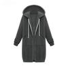 Женская европейская и американская толстовка с капюшоном и длинными рукавами средней длины и флисовое длинное пальто на осень и зиму
