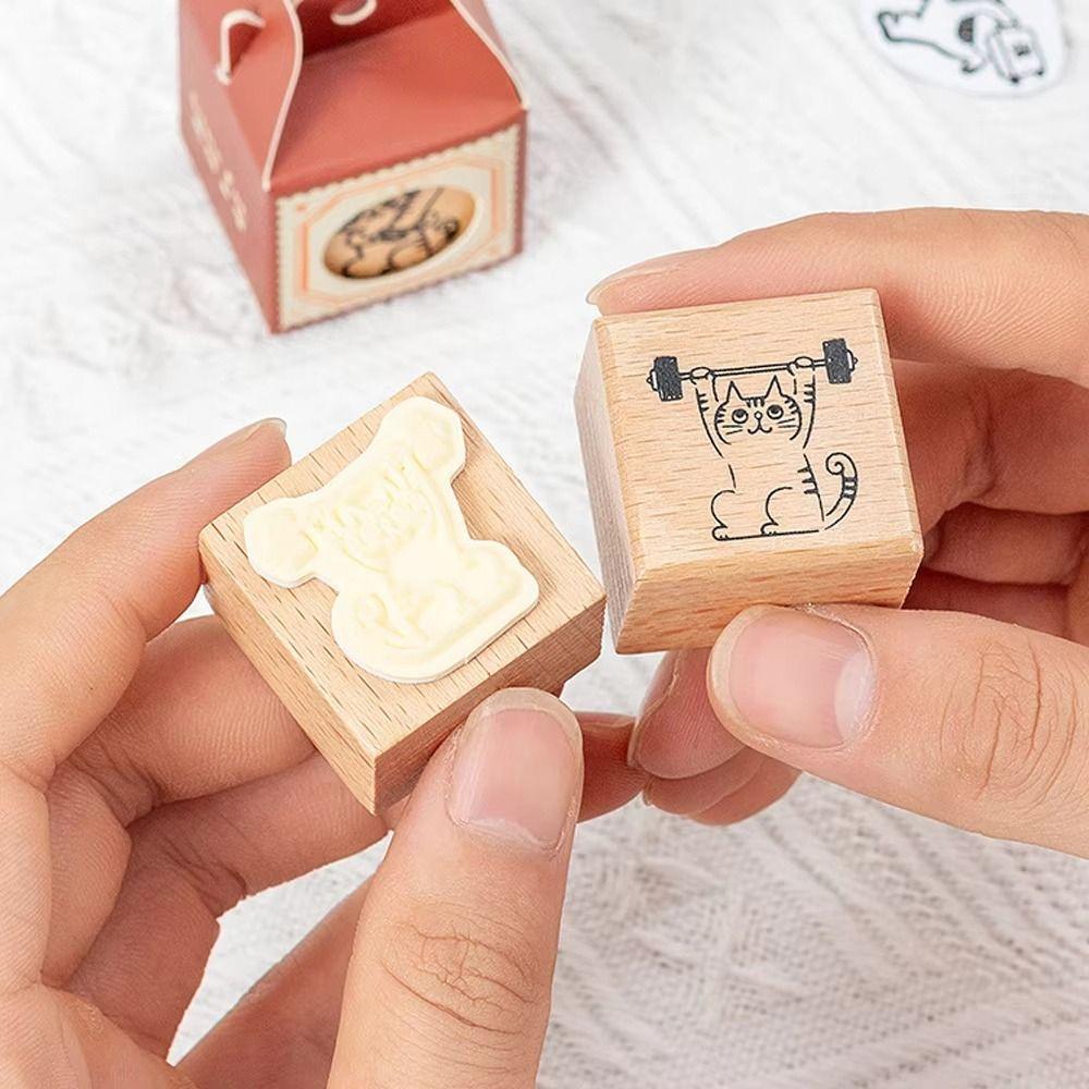 Cute Wooden Rubber Stamps Artistic Style Stationery Stamps For DIY Card Photo Album Diary Decor