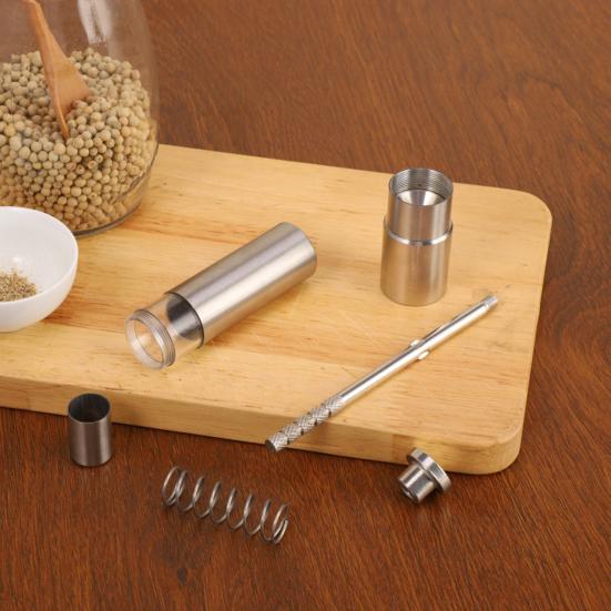 Мельница для соли и перца из нержавеющей стали, многоразовая мельница для перца с кнопкой насоса для черного перца, морской соли, специй