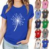 Женская повседневная футболка с принтом, пуловер с круглым вырезом, топ с короткими рукавами