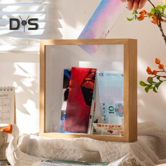 Теневая коробка для билетов с прорезями в деревянной рамке. Архивная коробка для путешествий и приключений. Квадратная печать на билете. Коробка для хранения фотографий с буквами. Украшение рабочего стола.