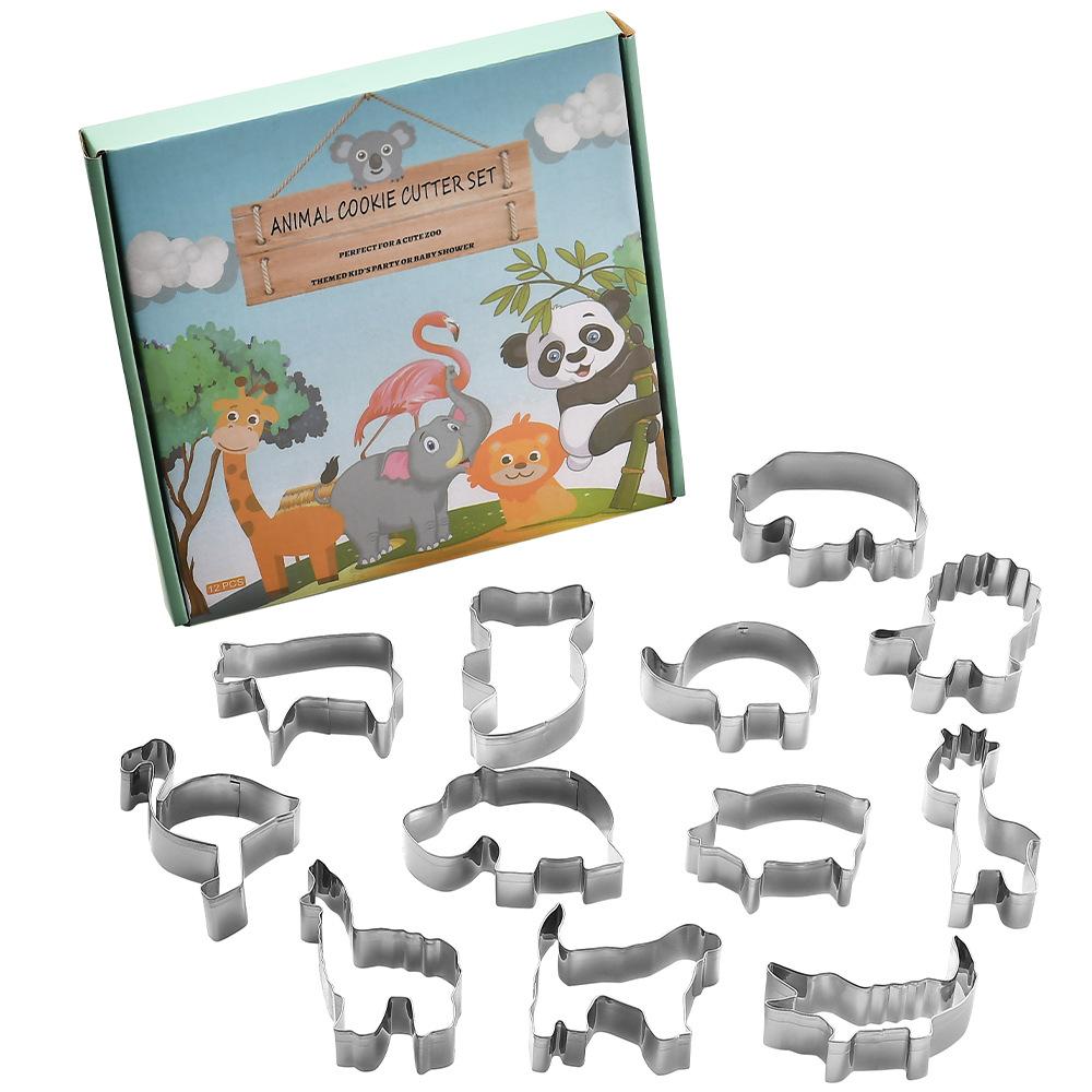 Формы для печенья из нержавеющей стали, 12 шт. Формы для выпечки в форме динозавра, форма для торта, нарезка фруктов и овощей