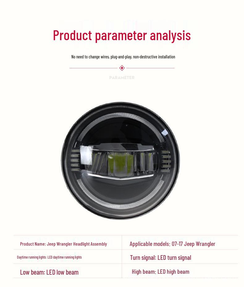 07-17 Wrangler Full LED Bi-Xenon Headlight Assembly with DRL & Turn Signal