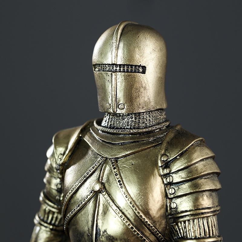 Средневековые доспехи Статуя рыцаря Ретро Скандинавский стиль Украшение для дома Полимерная фигурка Декор для рабочего стола Офиса Книжной полки Аксессуары