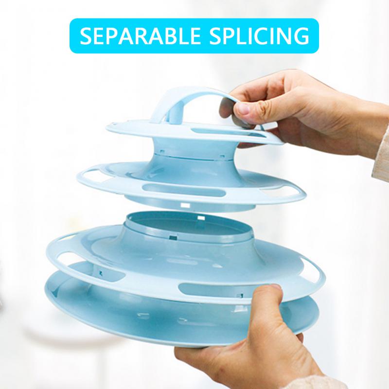 Уровни поворотные Игрушки для кошек аксессуары Башенные треки с шариками игрушка для кошек Интерактивная тренировка интеллекта с забавной кошачьей палочкой