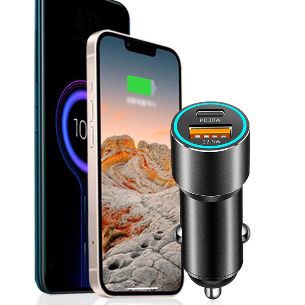 Новое автомобильное зарядное устройство PD30W+QC22.5W из сплава для быстрой зарядки телефонов планшетов автомобильных аксессуаров для интерьера W3T5