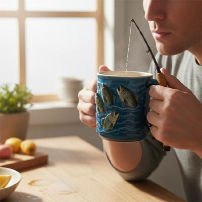 Креативная кофейная кружка с ручкой, кружка для рыбалки, персонализированная, дорожная кофейная кружка для дома, офиса, подарок для любителей рыбалки