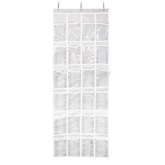 Shoe Storage Bag Behind Door Hanging Large Capacity 24 Transparent Pockets Great Load Bearing Shoe Organizer Home Dorm Sundries Holder with 3 Hooks