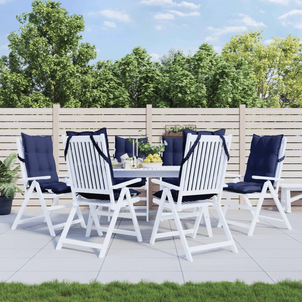 High Back Seat Cushions 6 pcs Navy Blue Oxford Fabric