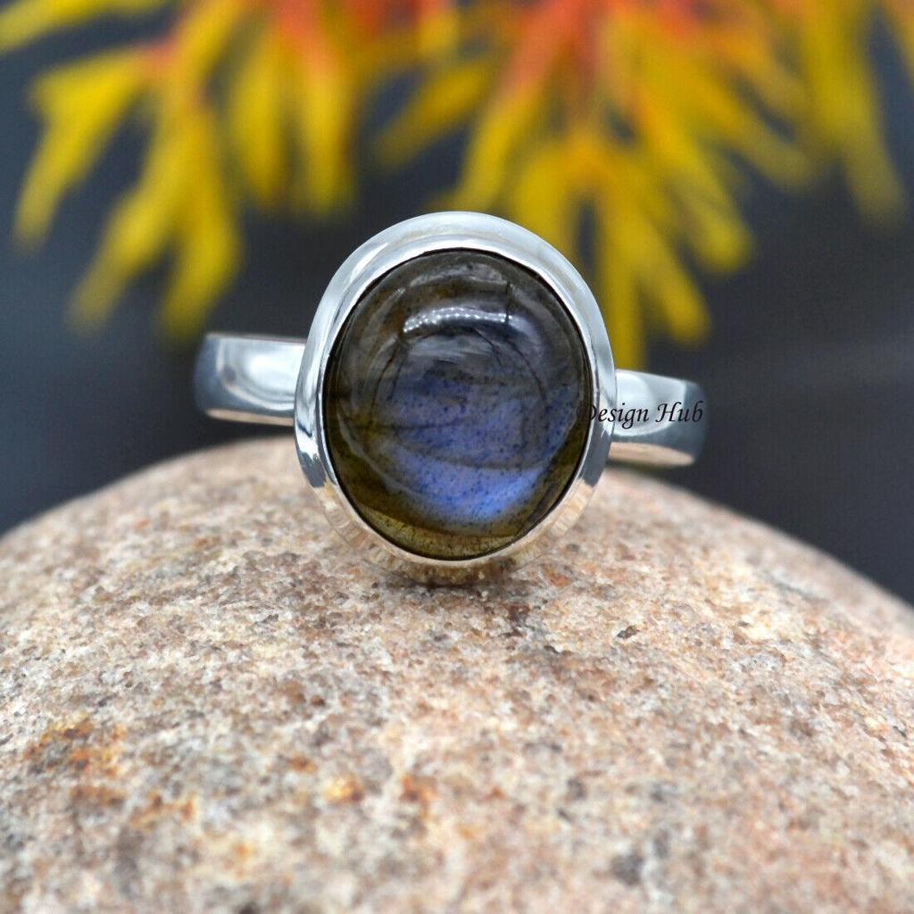 Натуральное кольцо с лабрадоритом Серебряное кольцо с лабрадором Кольцо с лабрадором Кольцо с лабрадором в виде капли Лабрадорит Овальное кольцо Sahpe Рождественский подарок