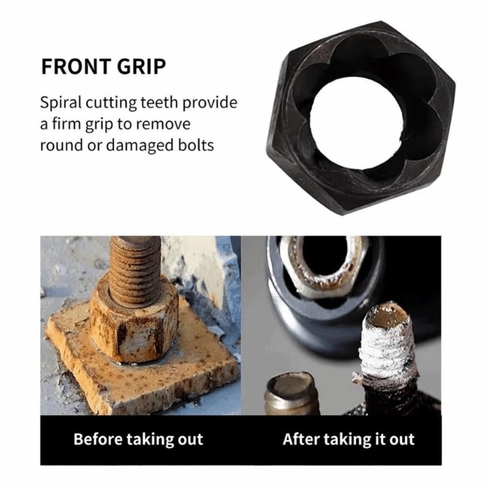 Hexagonal Design Bolt Extractor Set with Aluminum Box Nut Removal Socket Rounded-Off Nuts