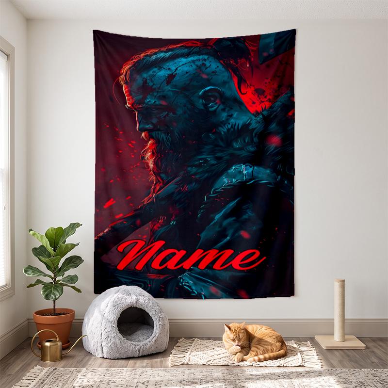 Viking warrior (1) Customizable name decorative wall tapestry ideal choice for wall decor in bedrooms living rooms dorms and home
