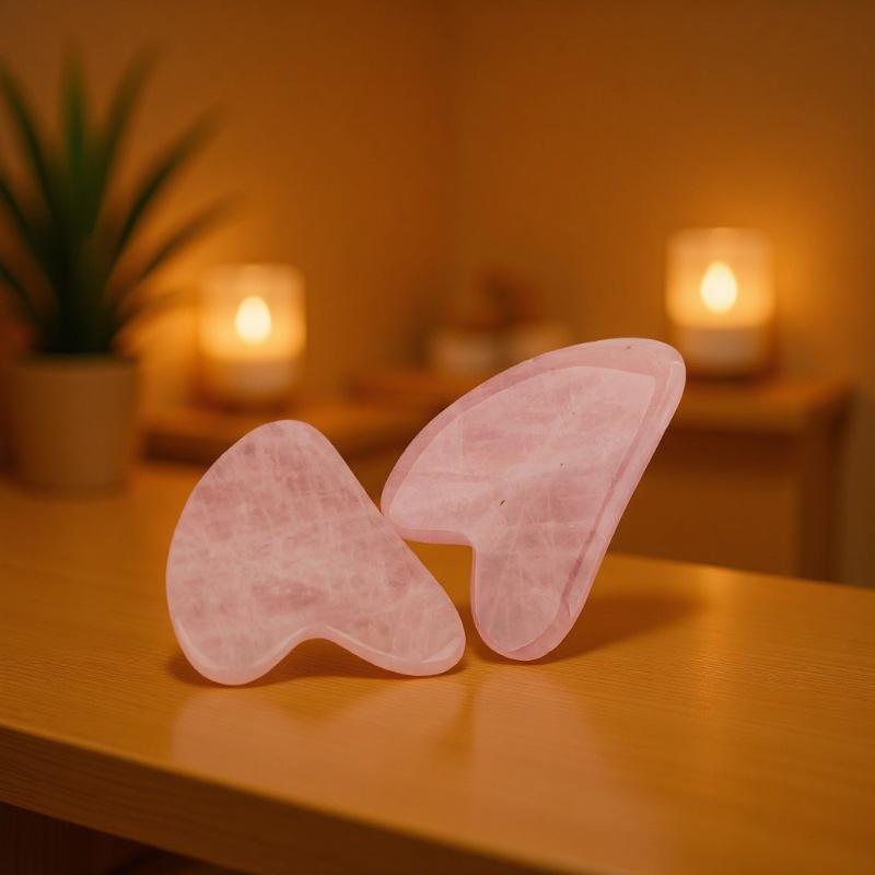 Pink Crystal Jade Roller & Gua Sha Beauty Set for Face, Eye, Body