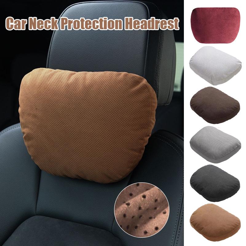 30x22cm Car Headrest Suede Breathable Non-slip Car Seat Neck Comfort Pillow Lumbar Cushion Four Season Auto Interior Accessories