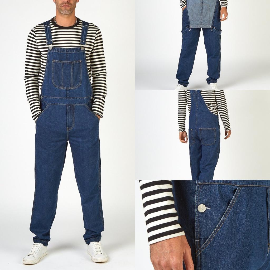 Men's Overalls Overalls Tall Wash Jeans Adjustable Straps Denim Jumpsuit Loose Work Jumpsuit Work Pants