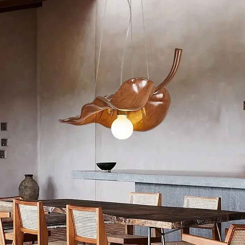 W2557 Вдохновленная дзен ретро люстра в виде листьев для ресторана с персонализированным креативом, осветительный прибор для дома в стиле Ваби Саби, чайной комнаты