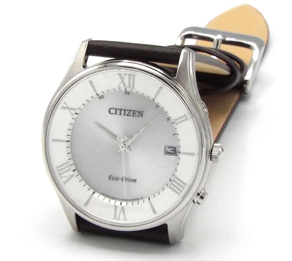 Citizen Eco-Drive Radio-Controlled Watch Men's CITIZEN Solar with Genuine Leather Strap and Replacement Strap AS1060 (Silver)