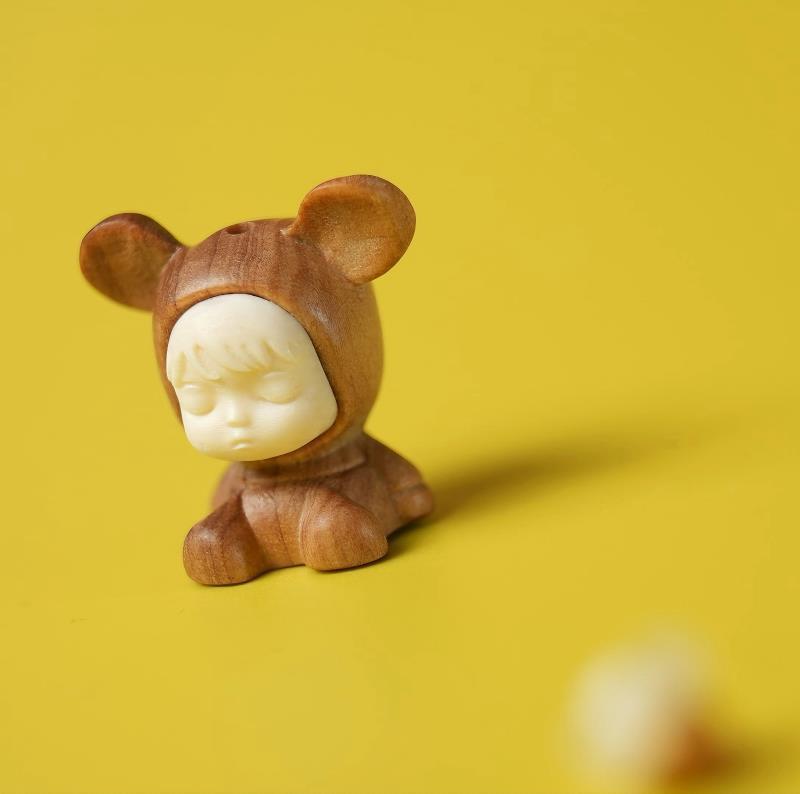 Майсурский сандал Инкрустированный Изысканные китайские аксессуары для мороженого Лев и Медведь