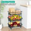 3 Tier Fruit Vegetable Basket,Rolling Pantry Snack Organizer Cart On Wheels for Under Pantry Shelves,Stackable Wire Kitchen Rack