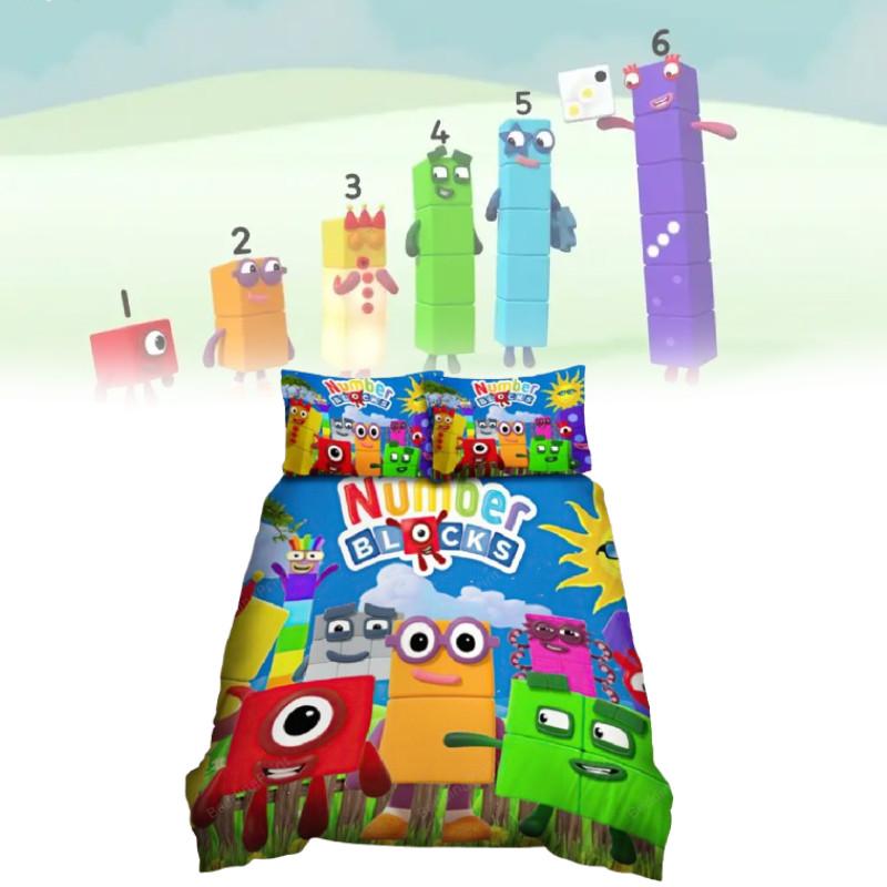 Комплект постельного белья Numberblocks Одеяло Пододеяльник Двуспальный Кинг Анимация Просвещение