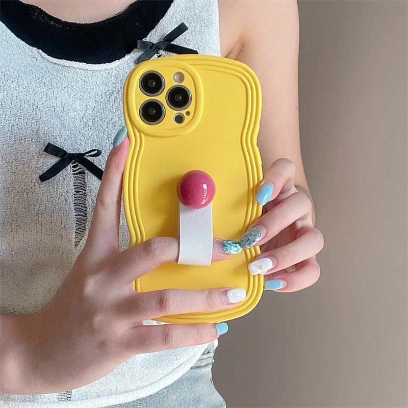 Wave X Silicone Full-Cover Anti-Fall Apple 15ProMax Phone Case with Simple Ring for Summer Joy