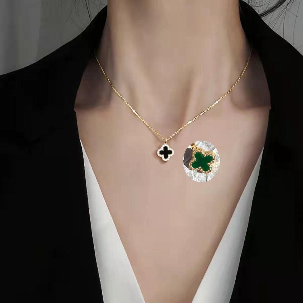 Позолоченное ожерелье Guanhe с четырьмя листами клевера: Элегантные и модные украшения от знаменитостей из Интернета.