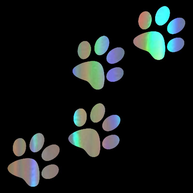 12.8x5.5CM Laser Vinyl Pet Paw Pattern Car Motorcycle Body Bumper Hood Window Decal Scratch Sticker