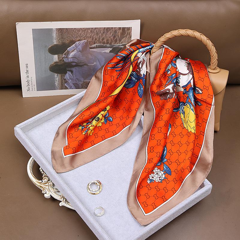 70 * 70cm Four Seasons Available Square Scarf, Large Flower Versatile Professional Dress, Women'S Accessories Scarf, Multi Functional Neck Protection