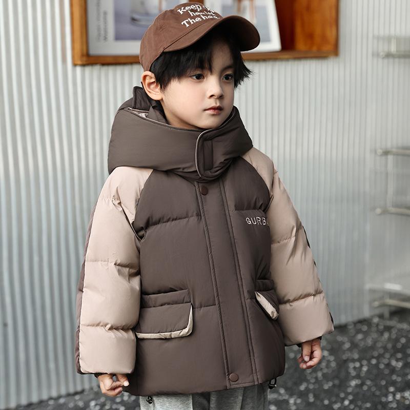 Детская пуховая куртка средней длины, стильная, для мальчиков и девочек, зимняя, толстая, теплая, детская одежда, пальто