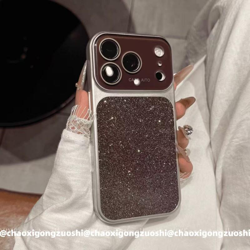 Роскошный чехол для телефона с блестками IPhone 15 16 17 Pro Max Ins Эстетичный Полностью закрывающий Акриловый корпус с дизайном