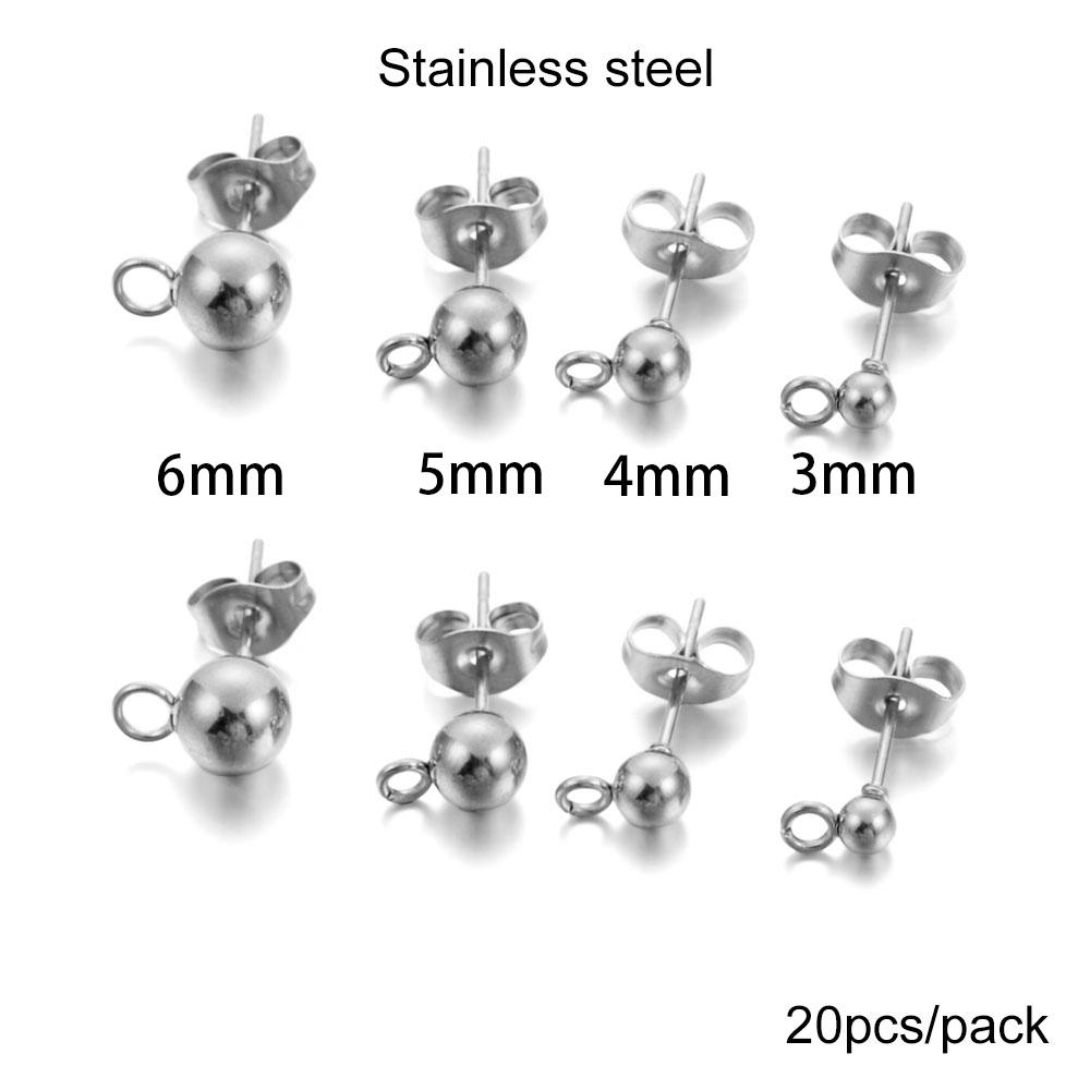 20-100pcs/lot Gold Stainless Steel Blank Post Earring Studs Base Pins With Earring Plug Findings Ear Back For DIY Jewelry Making