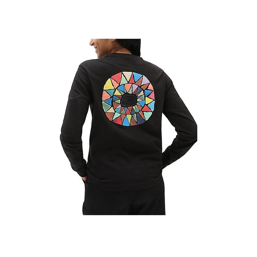 Vans Футболка с круглым вырезом и длинным рукавом с принтом букв, женские топы, черные VN0A5LEYBLK