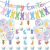 Easter Themed Party Decoration Happy Easter Letter Latte Rabbit Flag Balloon Set