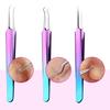 3Pcs Bend Curved Facial Extractor Acne Tweezers Needle Remover