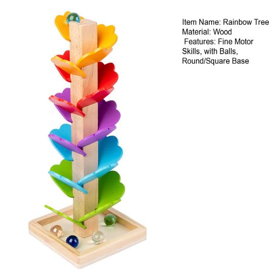 Marble Run Rainbow Sound Tree Детская мелкая моторика Деревянное дерево с круглыми/квадратными мячами для малышей Мальчики Девочки Обучающая музыкальная игрушка-дерево