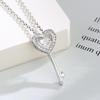 Trendy Korean-Style Heart Key Pendant Necklace - Women's Simple Full-Pavé Short Clavicle Choker