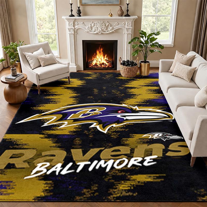 Baltimore Ravens Carpet Door Mat for Living Room or Bedroom Protective Mat Under Chair Office Decoration Christmas Gift Birthday Present