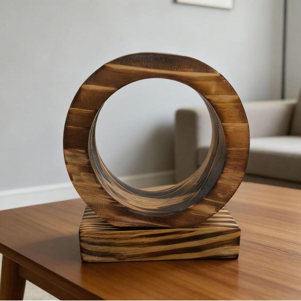 High-End Wabi-Sabi Solid Wood Vase for Hydroponic Flower Arrangement