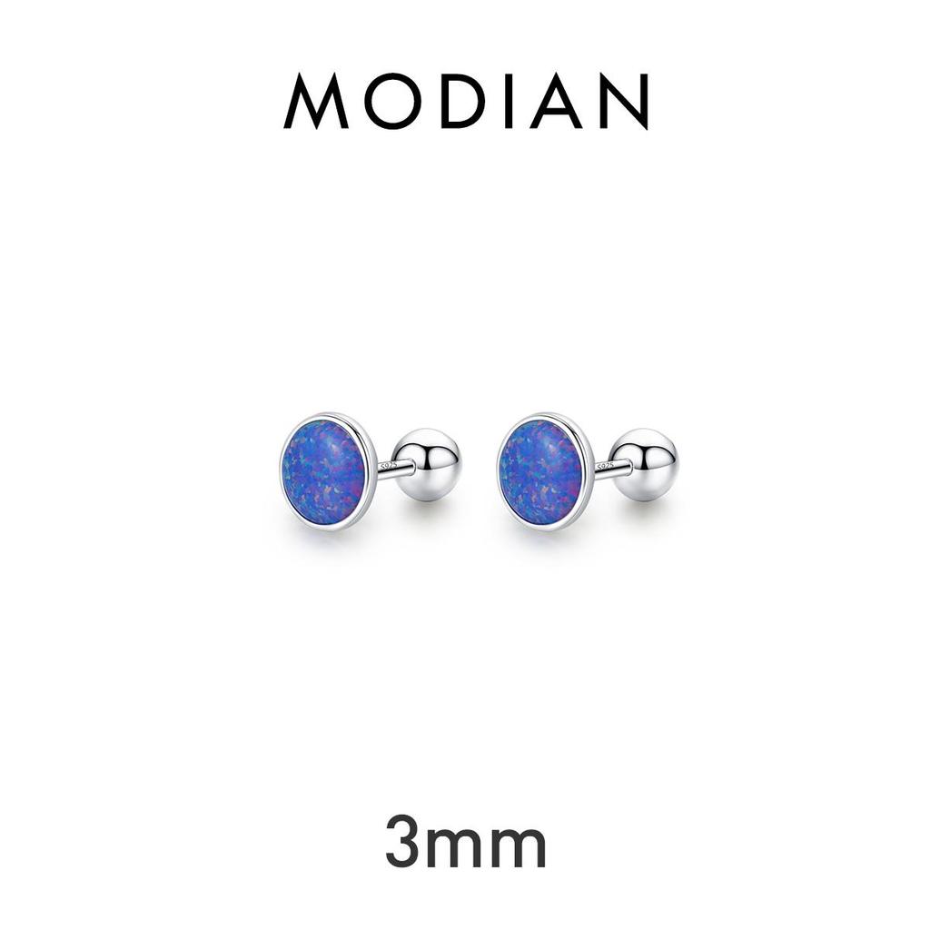 MODIAN Изысканные серьги-гвоздики из стерлингового серебра 925 пробы с круглым опалом, модные бусины, винтовые серьги-гвоздики для женщин, юбилейные ювелирные украшения