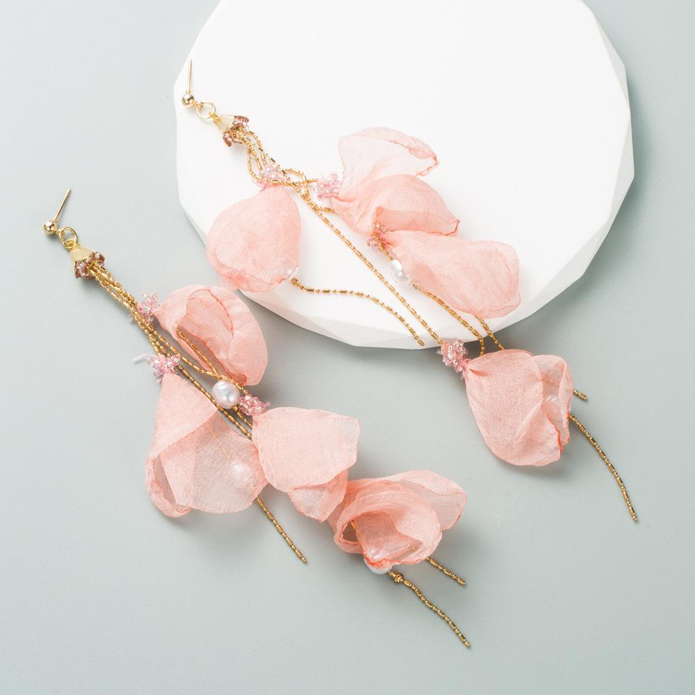 Женские серьги-капли, длинные серьги из кружевной ткани с жемчугом, темпераментные серьги премиум-класса