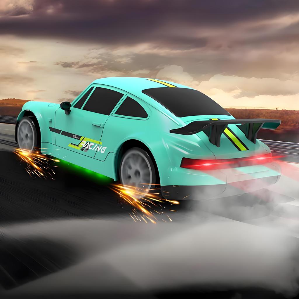 Быстрая полноприводная радиоуправляемая дрифт-машина 4WD 1:24, U-образный, Высокоскоростной, Перезаряжаемая светодиодная игрушка, Для мальчиков, Наружные гонки, Цвета на выбор.