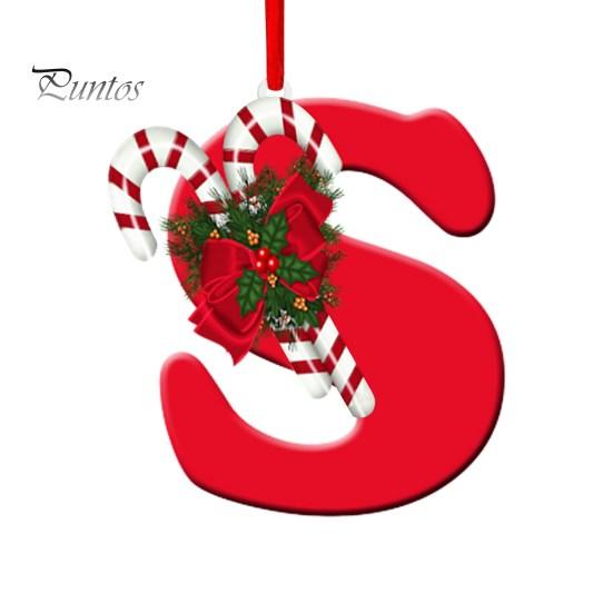 Подвесные украшения красного цвета из 26 букв со шнурком и рождественскими цветочными подвесками Рождественская елка Украшение в виде капли Праздничная вечеринка Новый год Рождество
