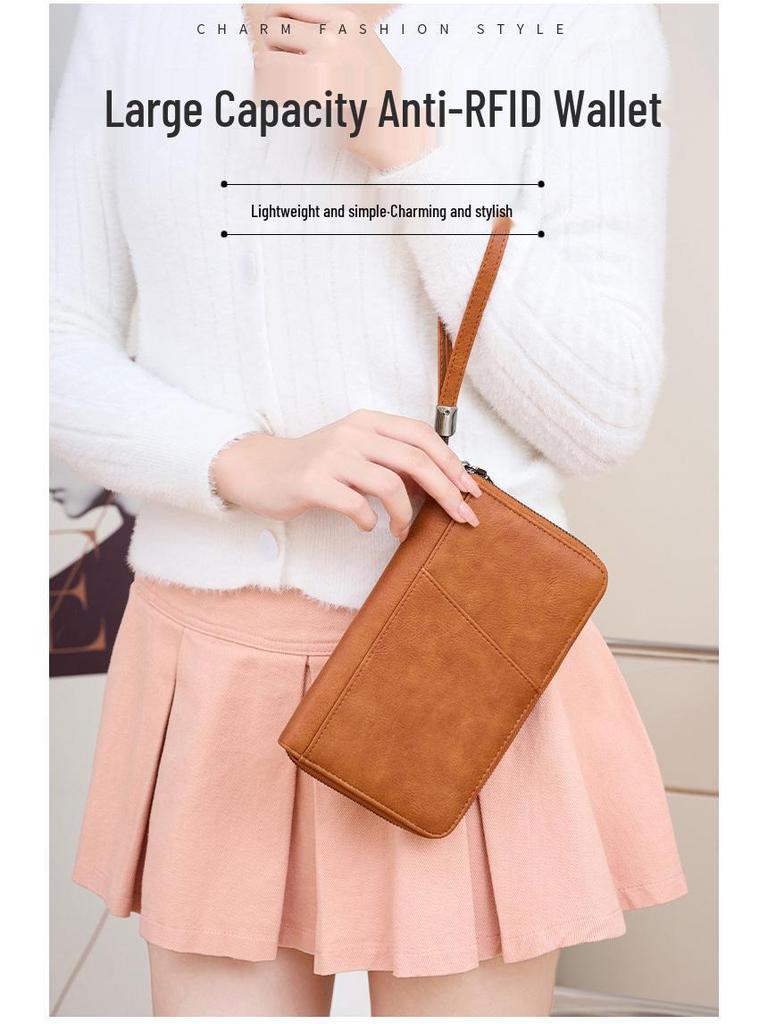 Anti-Theft RFID Zipper Passport Holder & Travel Wallet